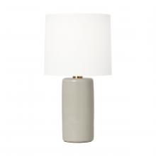 Visual Comfort & Co. Studio Collection BT1101SHG1 - Barbara Barry Shanghai 1-Light Table Lamp in Shellish Grey Finish with White Linen Fabric Shade