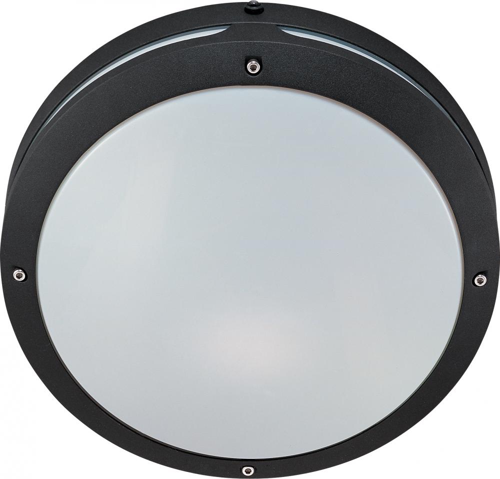 2-Light Round Wall/Ceiling Light in Matte Black Finish with Photocell and (2) 18W GU24 Bulbs