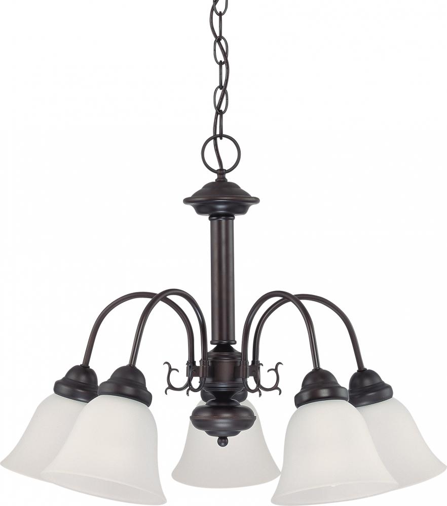 5-Light Chandelier in Mahogany Bronze Finish with Frosted White Glass and (5) 13W GU24 Lamps