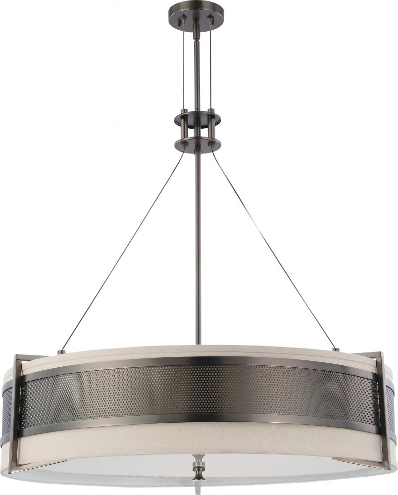 Diesel ES - 6 Light Round Pendant w/ Khaki Fabric Shade - (6) 13w GU24 Lamps Included