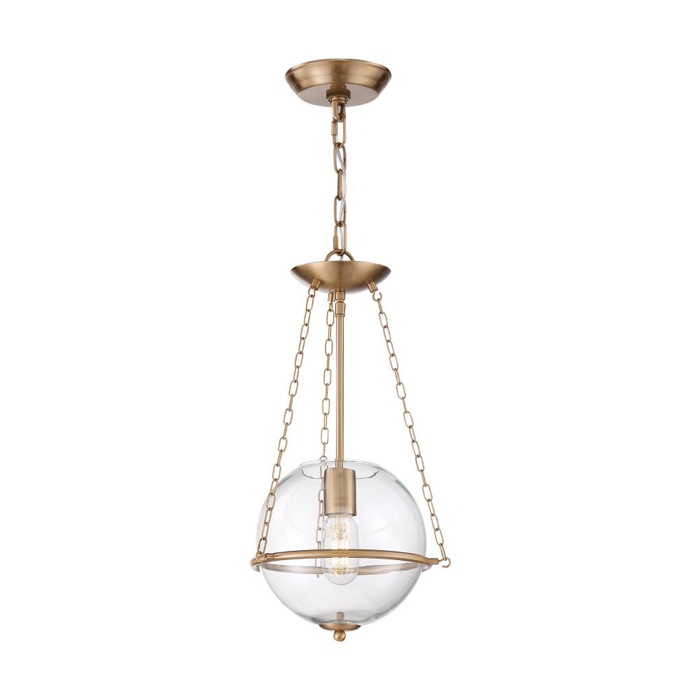 Odyssey - 1 Light Mini Pendant - with Clear Glass - Vintage Brass Finish