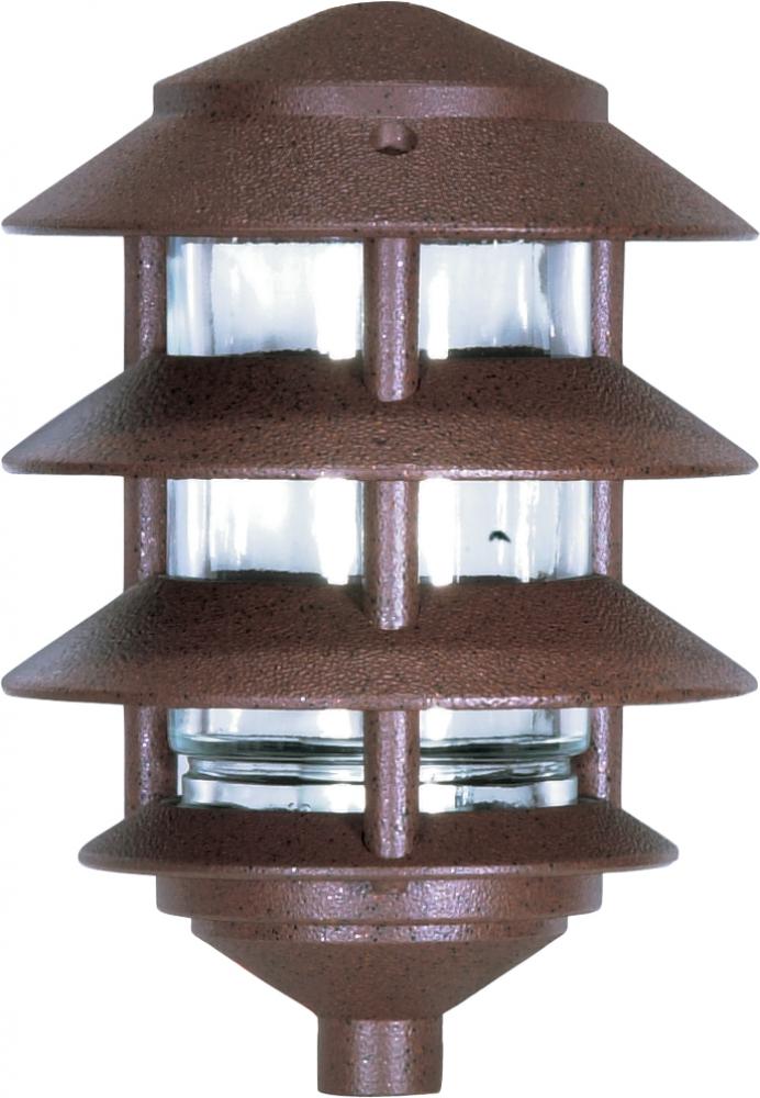 1 Light - 9" Pathway Light - Three Louver - Small Hood - Old Bronze Finish