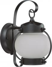 Nuvo 60/3943 - 1-Light Onion Lantern Outdoor Light Fixtures with Photocell in Textured Black Finish with Frosted