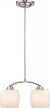  60/4194 - Helium - 2 Light Mini Pendant with Satin White Glass - Brushed Nickel Finish