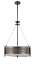 Nuvo 60/4433 - Diesel - 4 Light Round Pendant with Khaki Fabric Shade - Hazel Bronze Finish