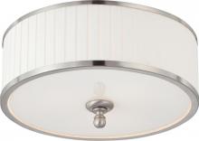  60/4741 - Candice - 3 Light Flush Dome with Pleated White Shade - Brushed Nickel Finish