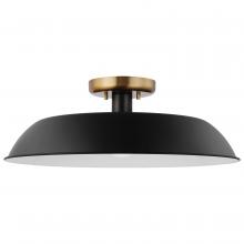 Nuvo 60/7494 - Colony 1 Light Medium Semi-Flush Mount Fixture Matte Black with Burnished Brass