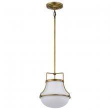 Nuvo 60/7862 - Valdora 1 Light Pendant; 10 Inches; Natural Brass Finish; White Opal Glass