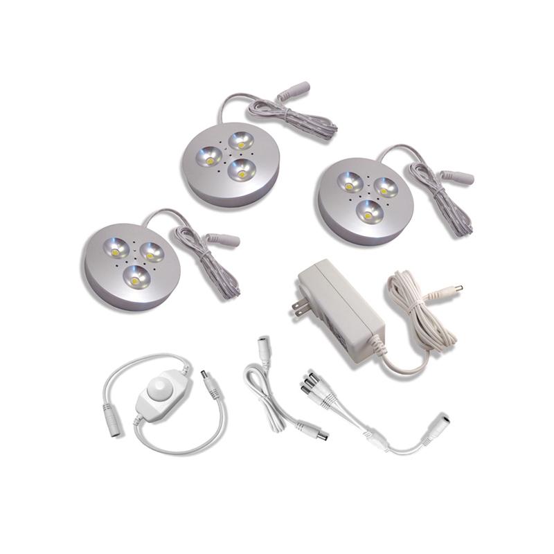 LED White Satine 3-Puck Light Kit