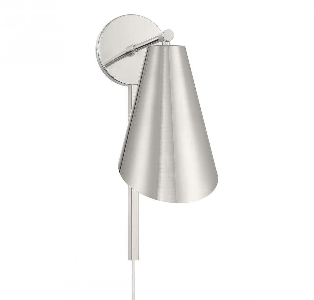 1-Light Wall Sconce in Polished Nickel