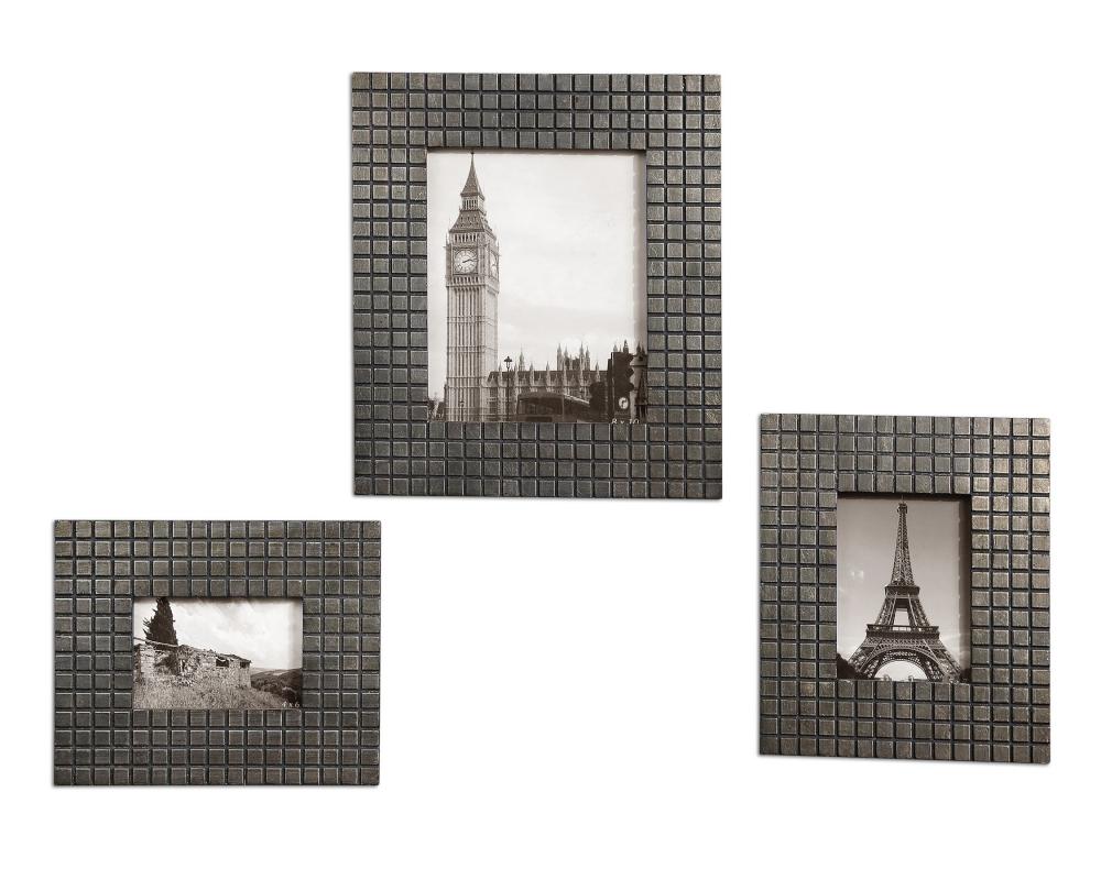 Koda Antique Silver Photo Frames, Set/3