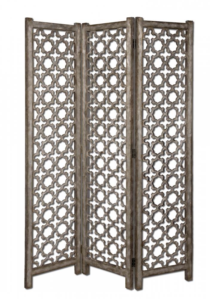 Uttermost Quatrefoil Burnished Floor Screen