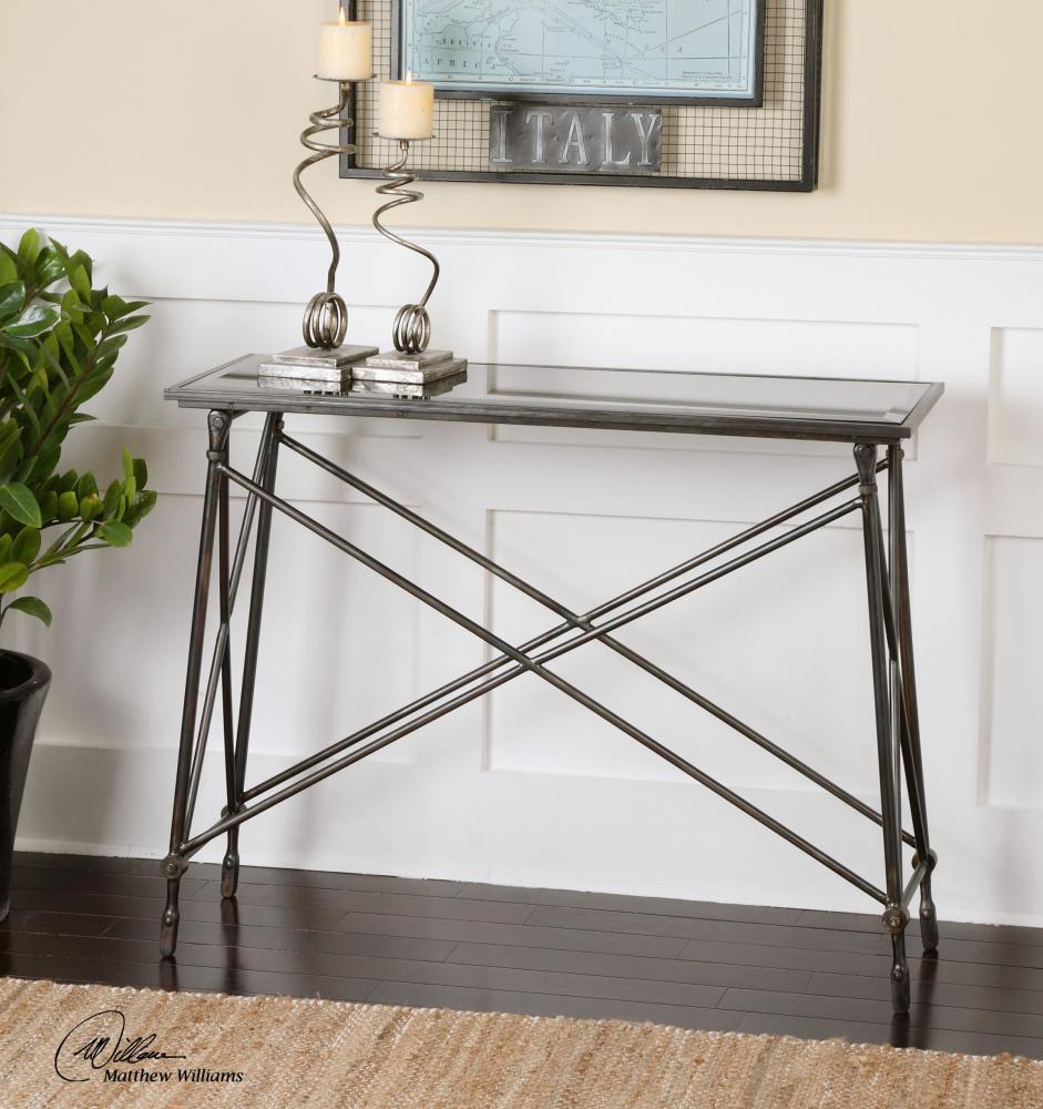 Uttermost Collier Black Glass Console Table