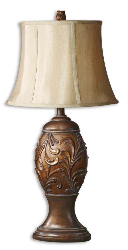 One Light Heavily Antiqued Golden Bronze. Table Lamp (2 pack)