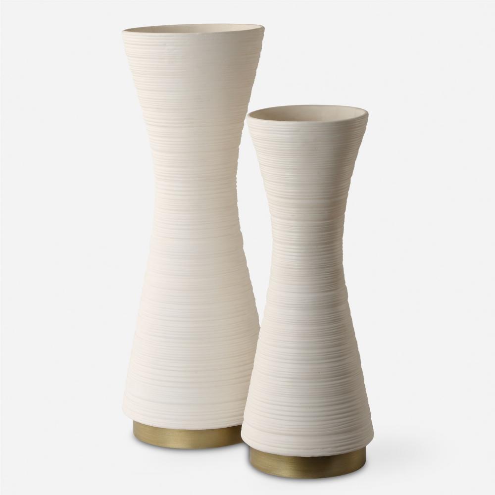 Ridgeline White Vases, S/2