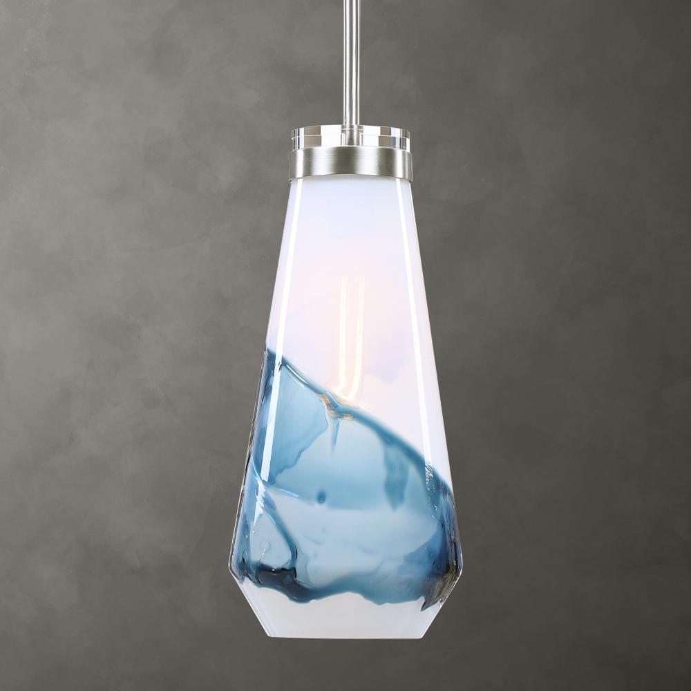 Windswept Blue & White 1 Light Mini Pendant