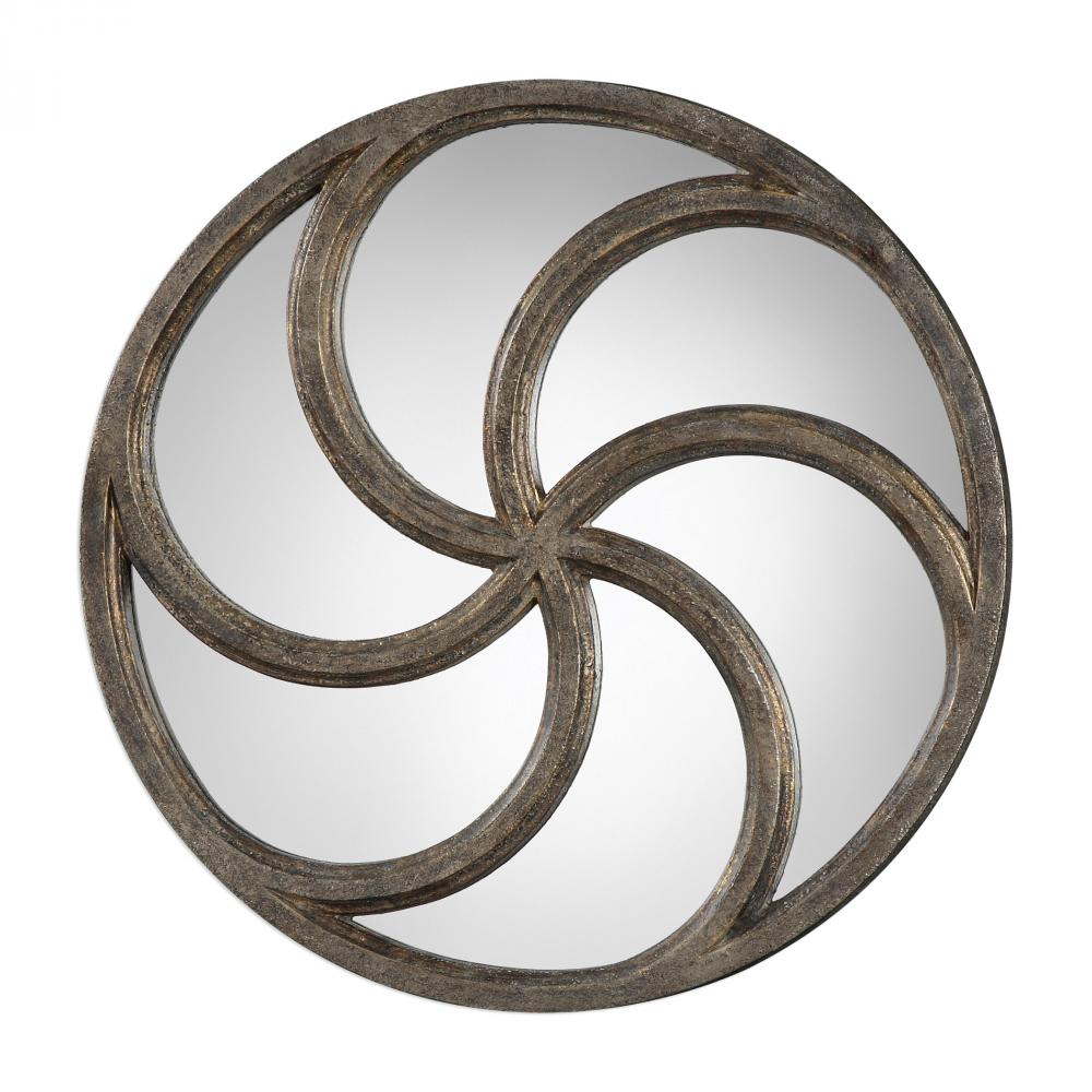 Uttermost Spiralis Antiqued Silver Round Mirror