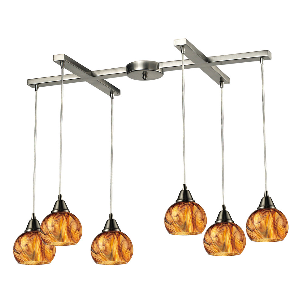 Ella 6 Light Pendant In Satin Nickel