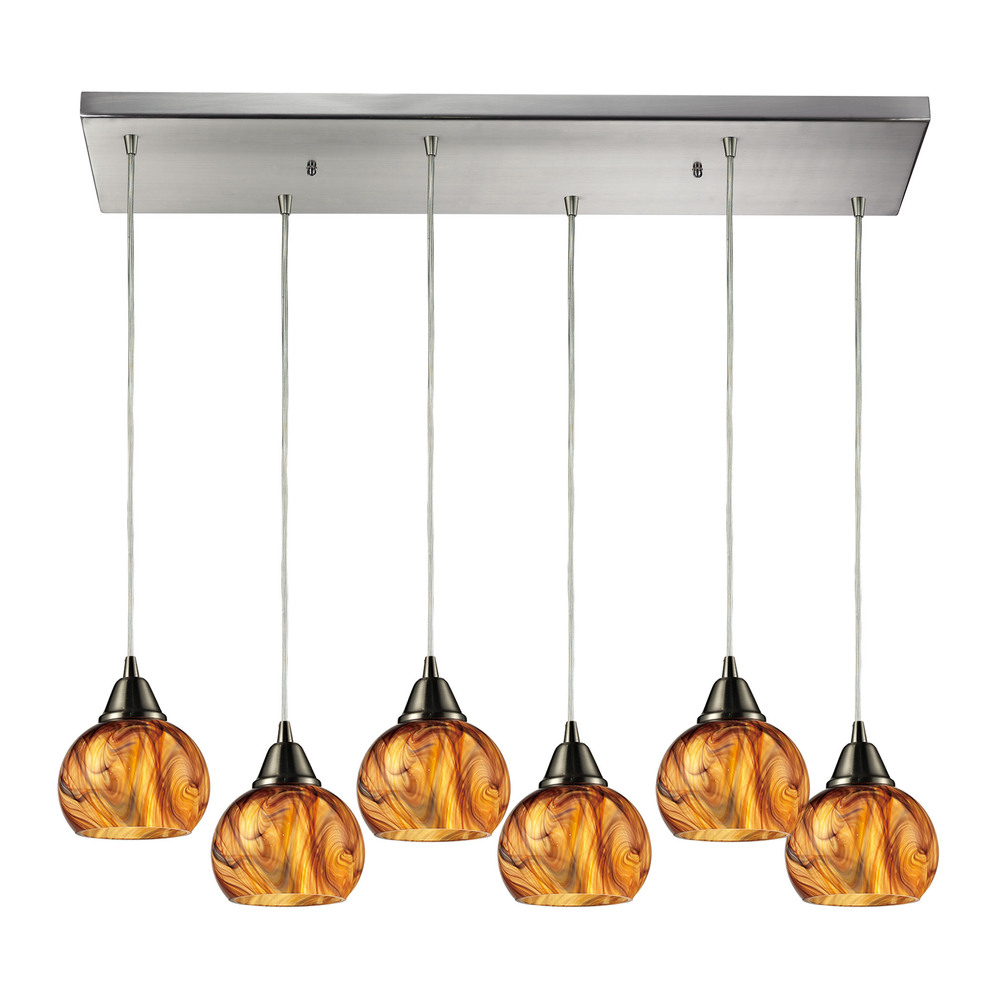 Ella 6 Light Pendant In Satin Nickel