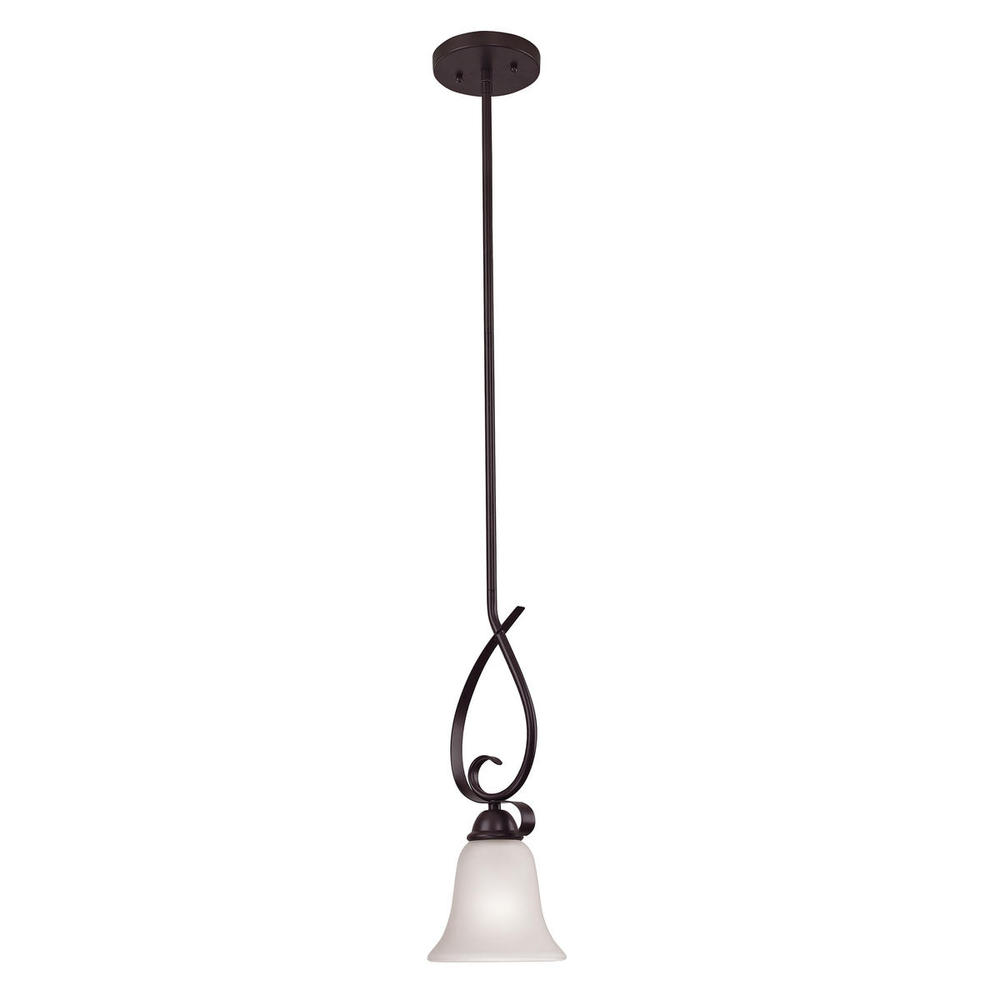 Brighton 1-Light Mini Pendant in Oil Rubbed Bronze and White Glass