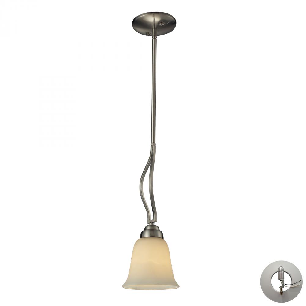 One Light Brushed Nickel Down Mini Pendant