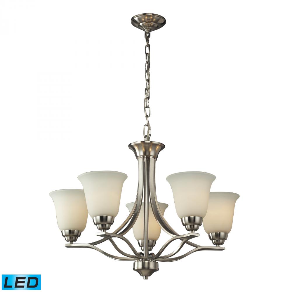 Five Light Brushed Nickel Up Chandelier