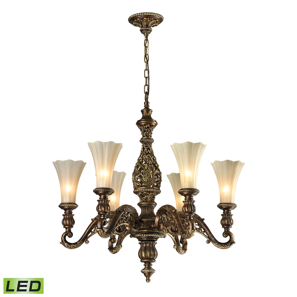 Allesandria 6 Light LED Chandelier In Burnt Bron