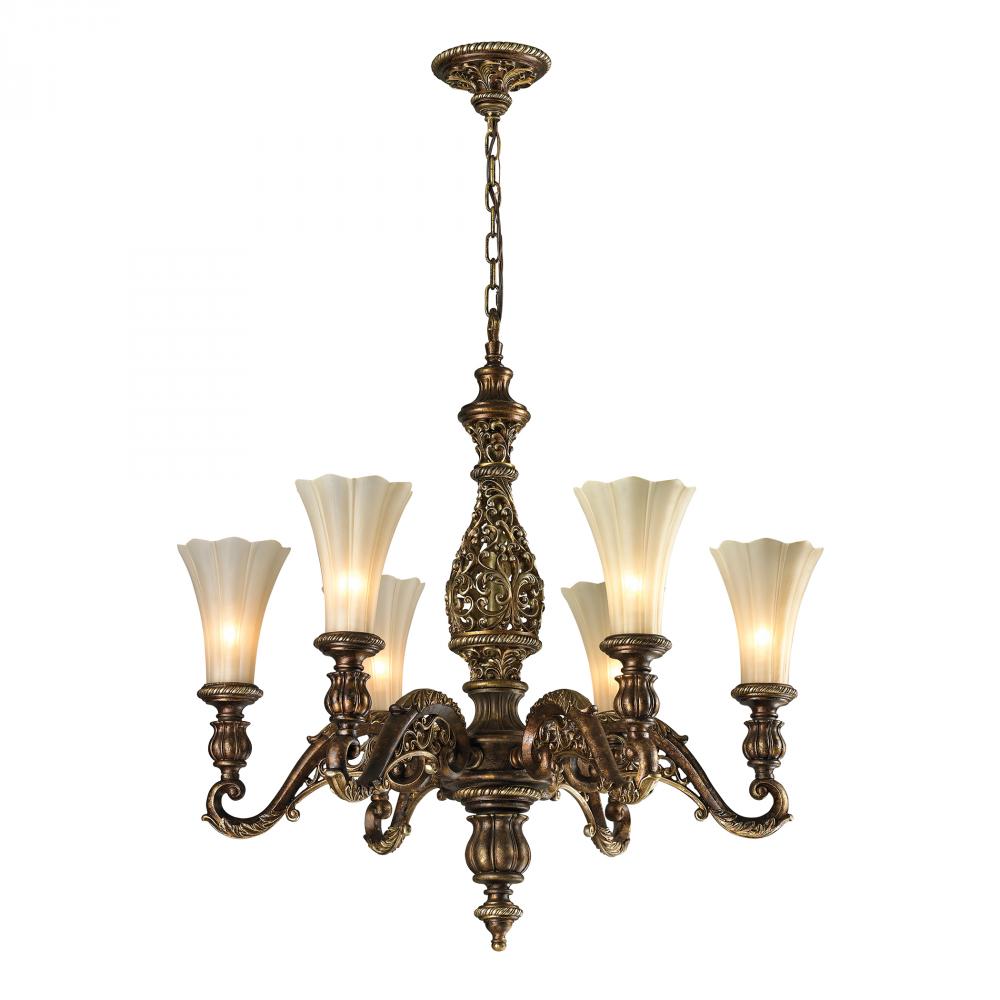 Allesandria 6 Light Chandelier In Burnt Bronze A