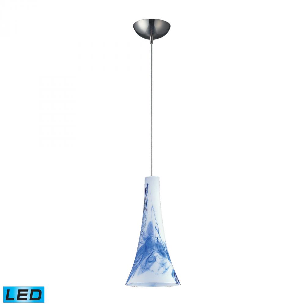 One Light Satin Nickel Mountain Glass Down Pendant