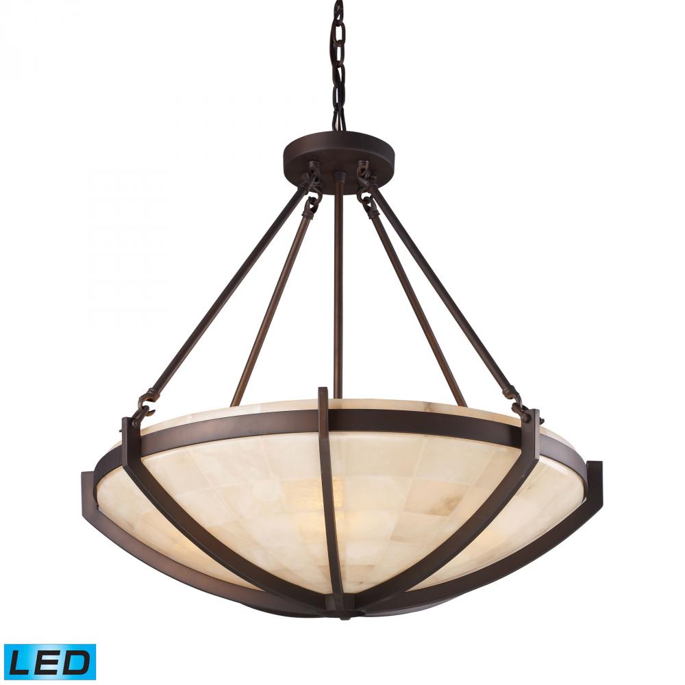 Spanish Mosaic 6 Light LED Pendant In Aged Bronz