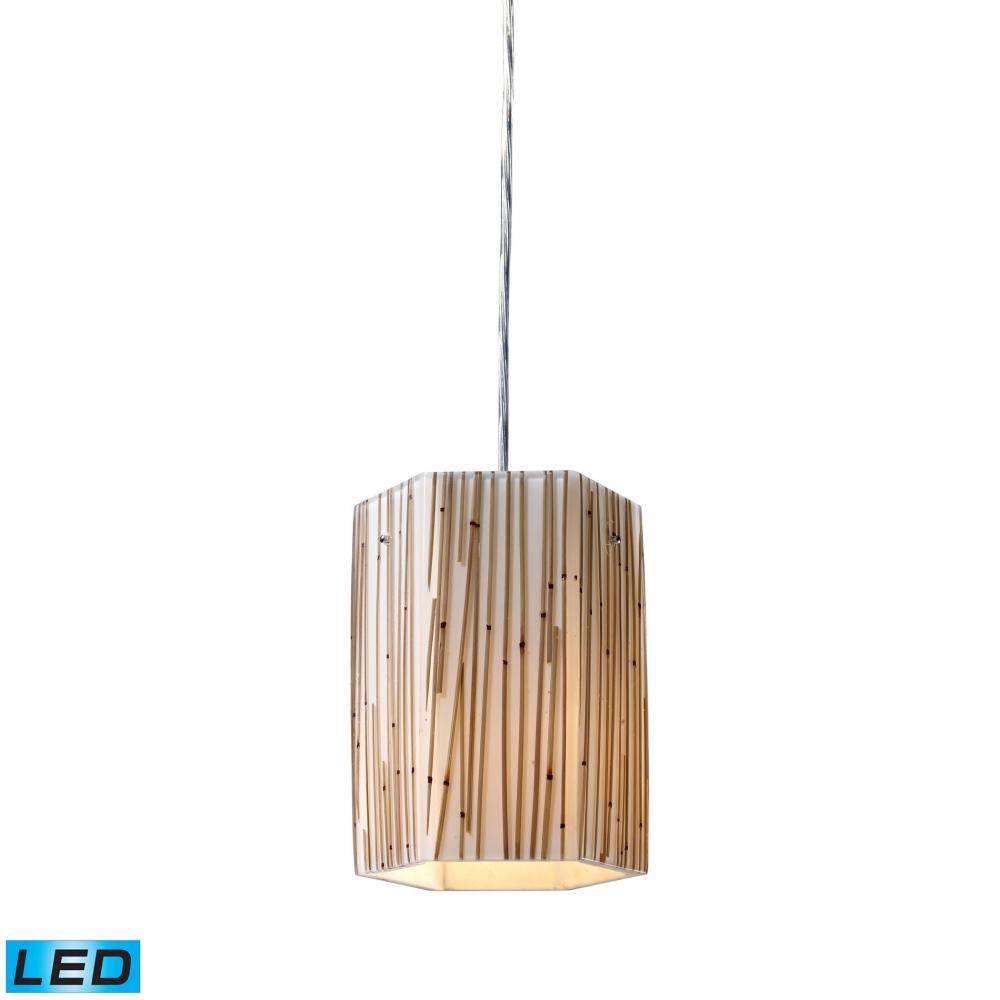 Modern Organics 1-Light Mini Pendant in Chrome with Bamboo Stem Shade - Includes LED Bulb