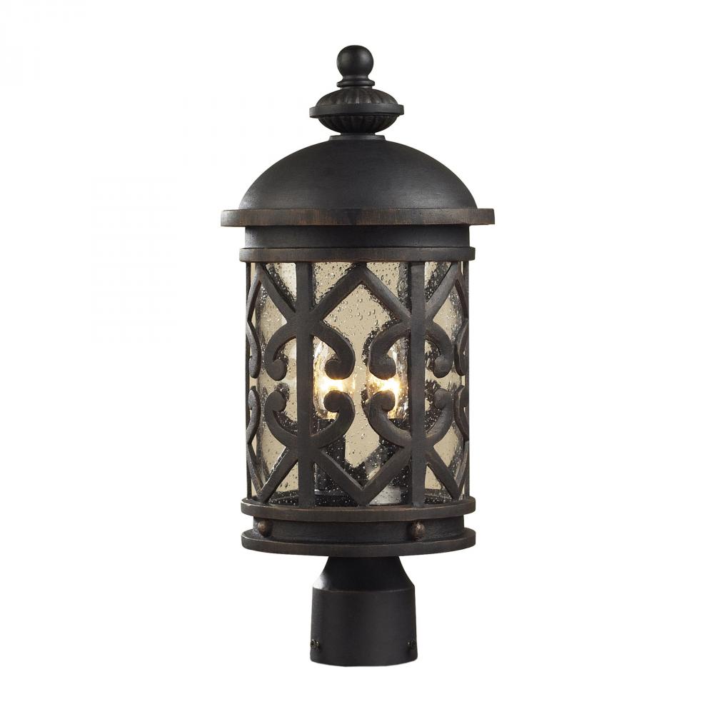 Tuscany Coast 2-Light Outdoor Post Mount in Weathered Charcoal