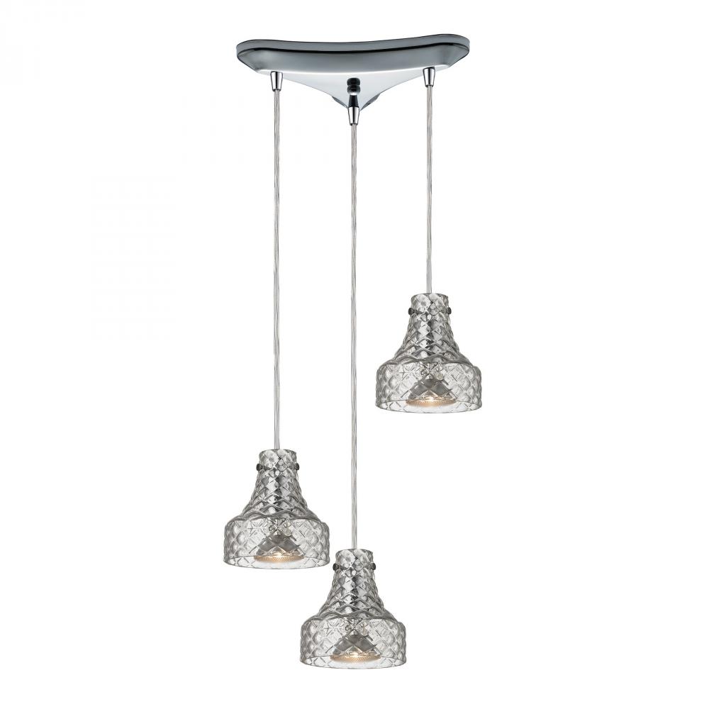 Danica 3 Light Pendant In Polished Chrome