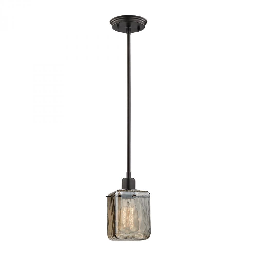 Watercube 1-Light Mini Pendant in Oil Rubbed Bronze with Water Glass