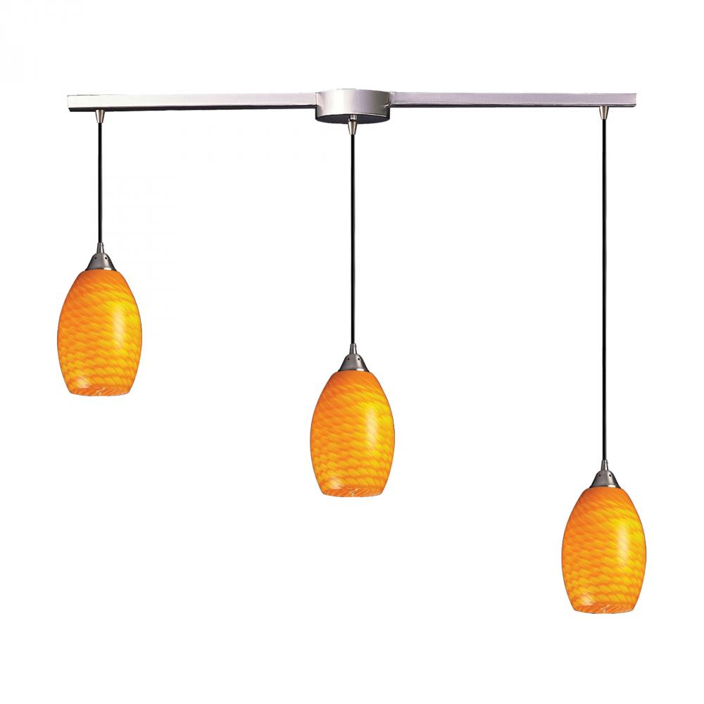 Mulinello 3 Light Pendant In Satin Nickel And Ca