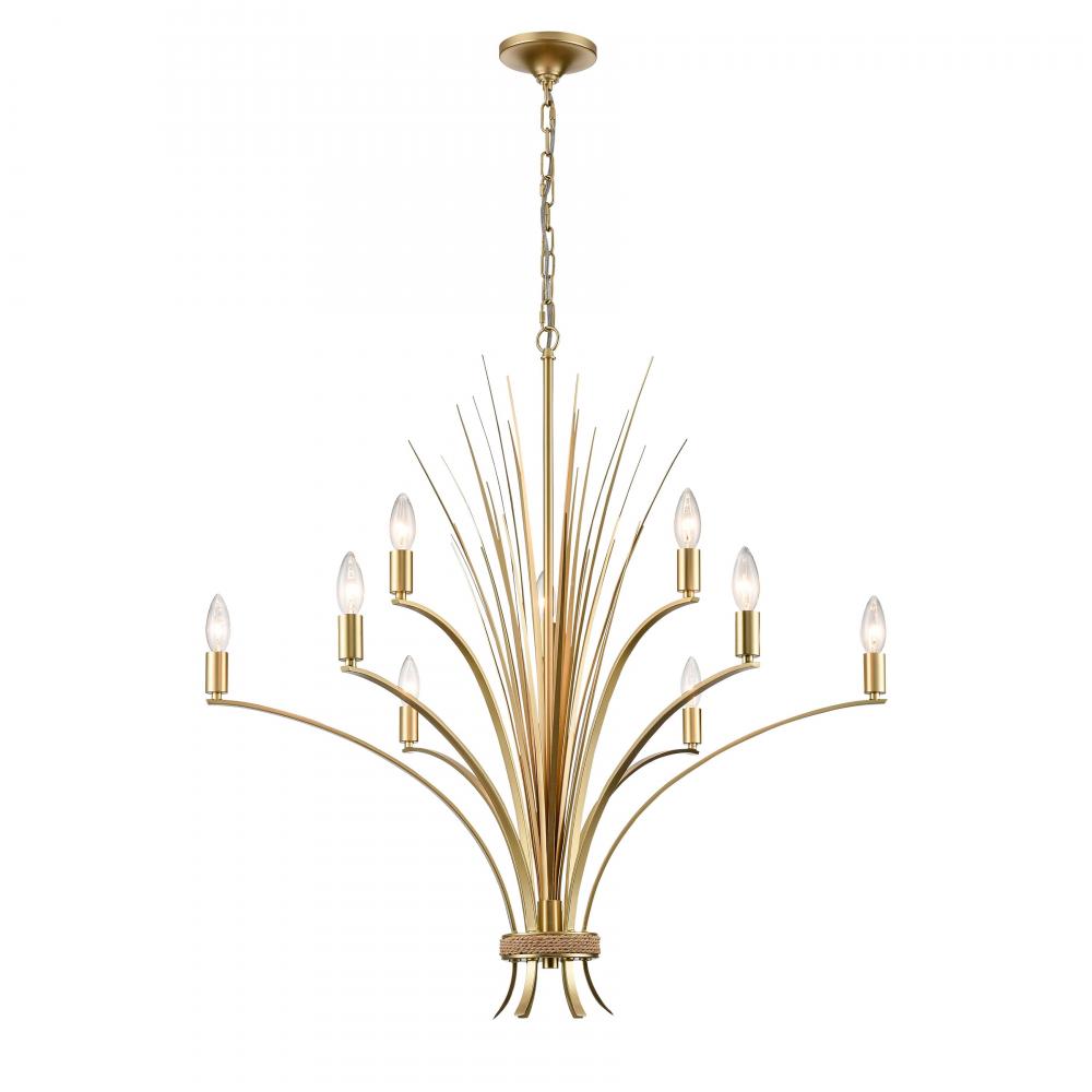 Biscayne Bay 33.75'' Wide 9-Light Chandelier - Champagne Gold