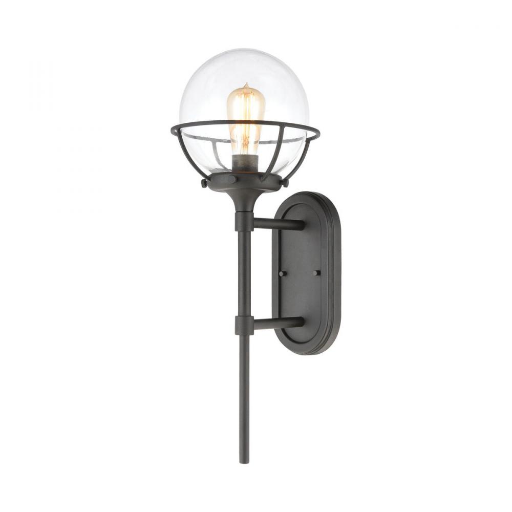 Girard 1-Light Sconce in Charcoal with Clear Glass