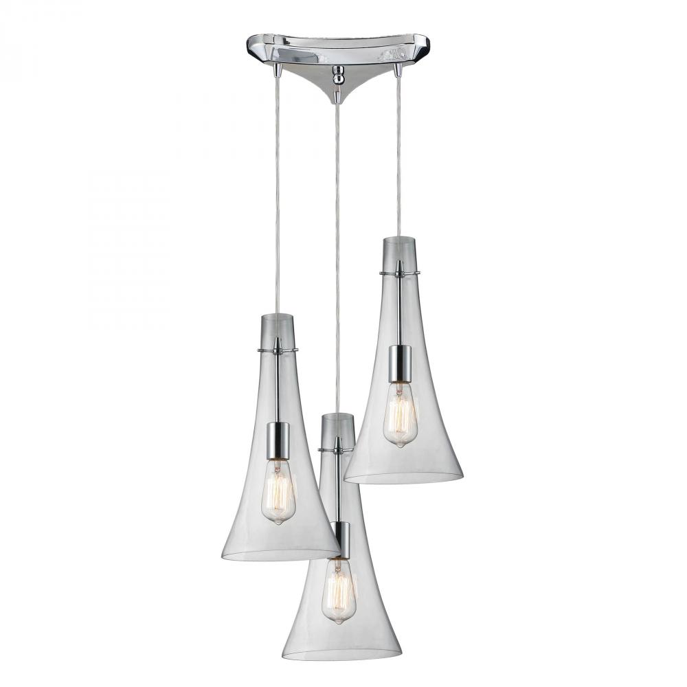 Menlow Park 3 Light Pendant In Polished Chrome