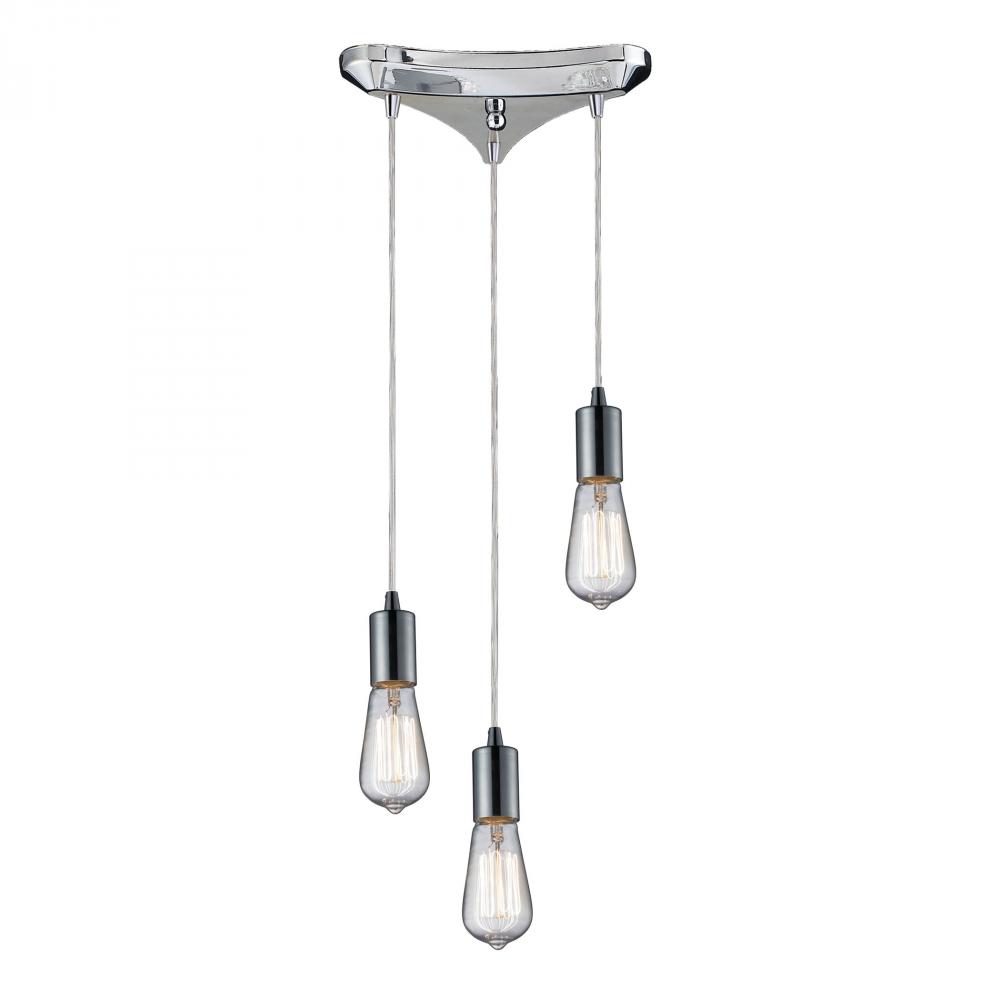 Menlow Park 3-Light Triangular Pendant Fixture in Polished Chrome