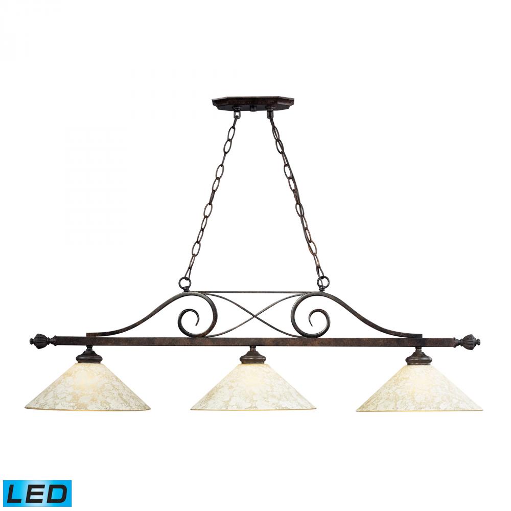 Three Light Weathered Bronze Pool Table Light