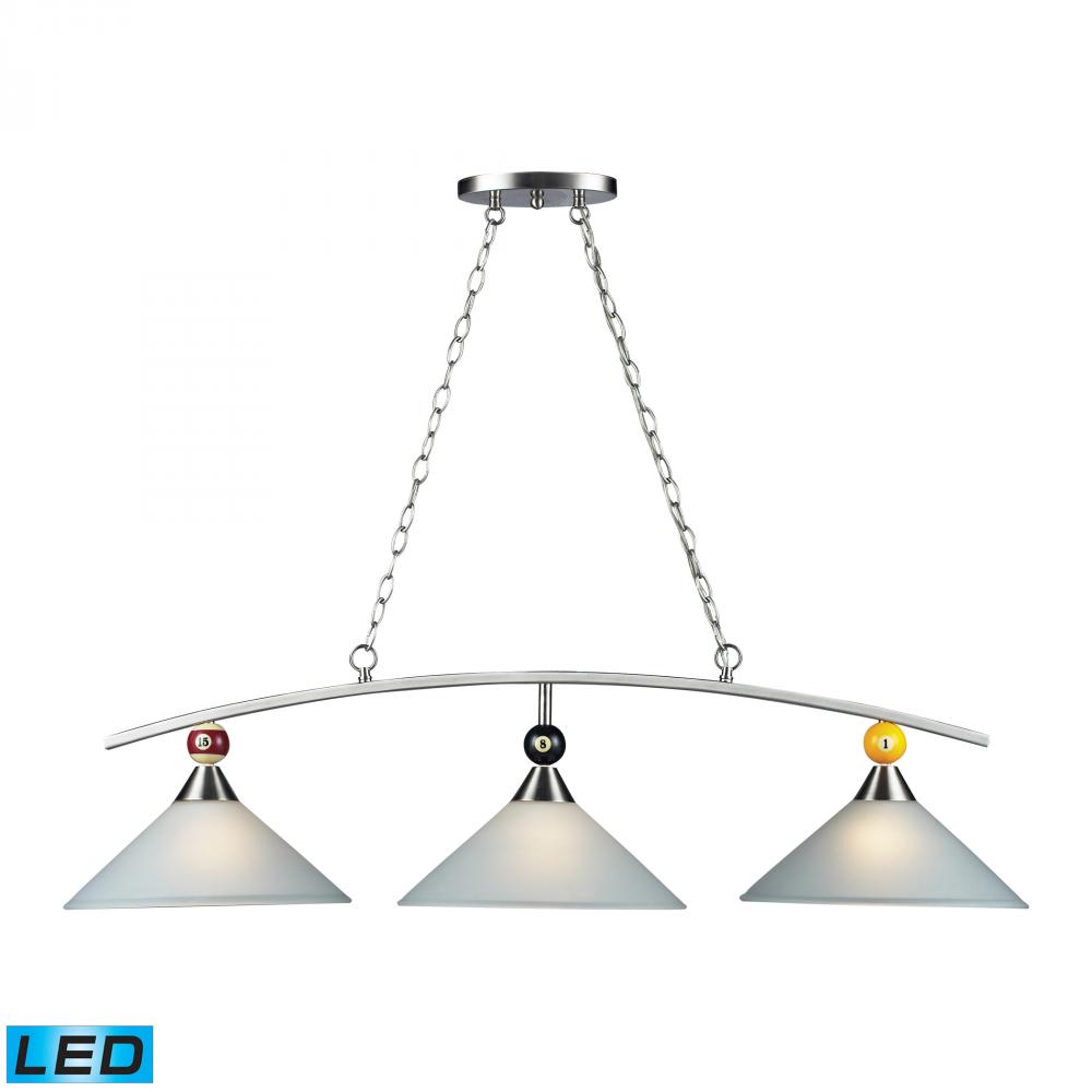 Three Light Satin Nickel Pool Table Light