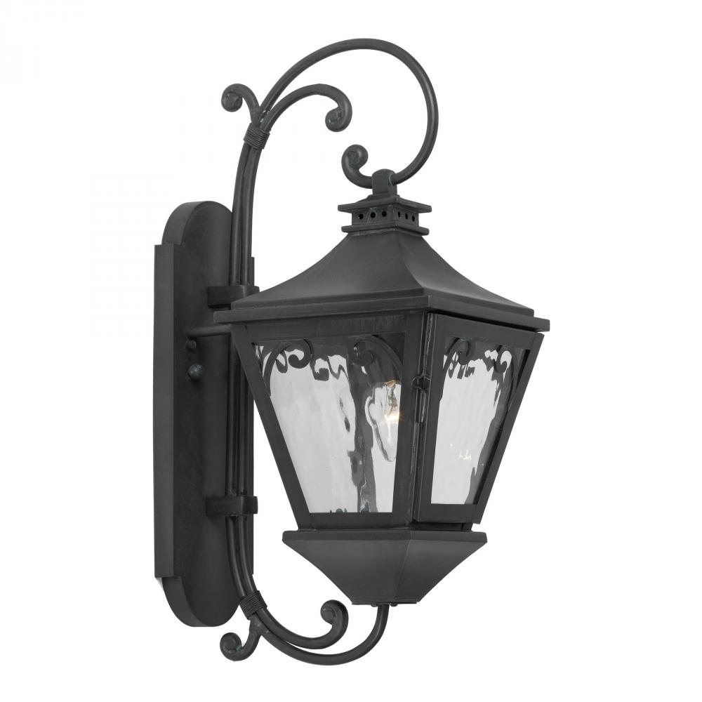 Manor 1-Light Outdoor Wall Lantern in Charcoal