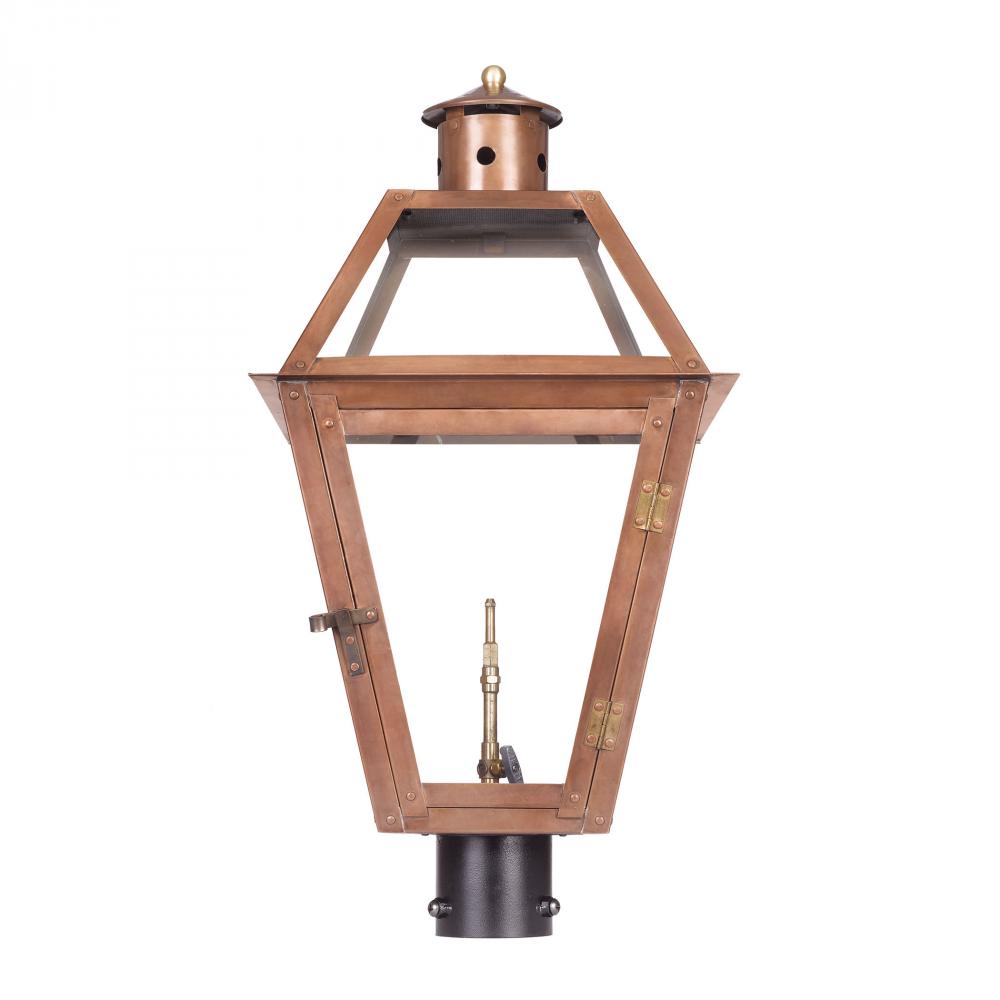 Grande Isle Outdoor Gas Post Lantern In Aged Cop