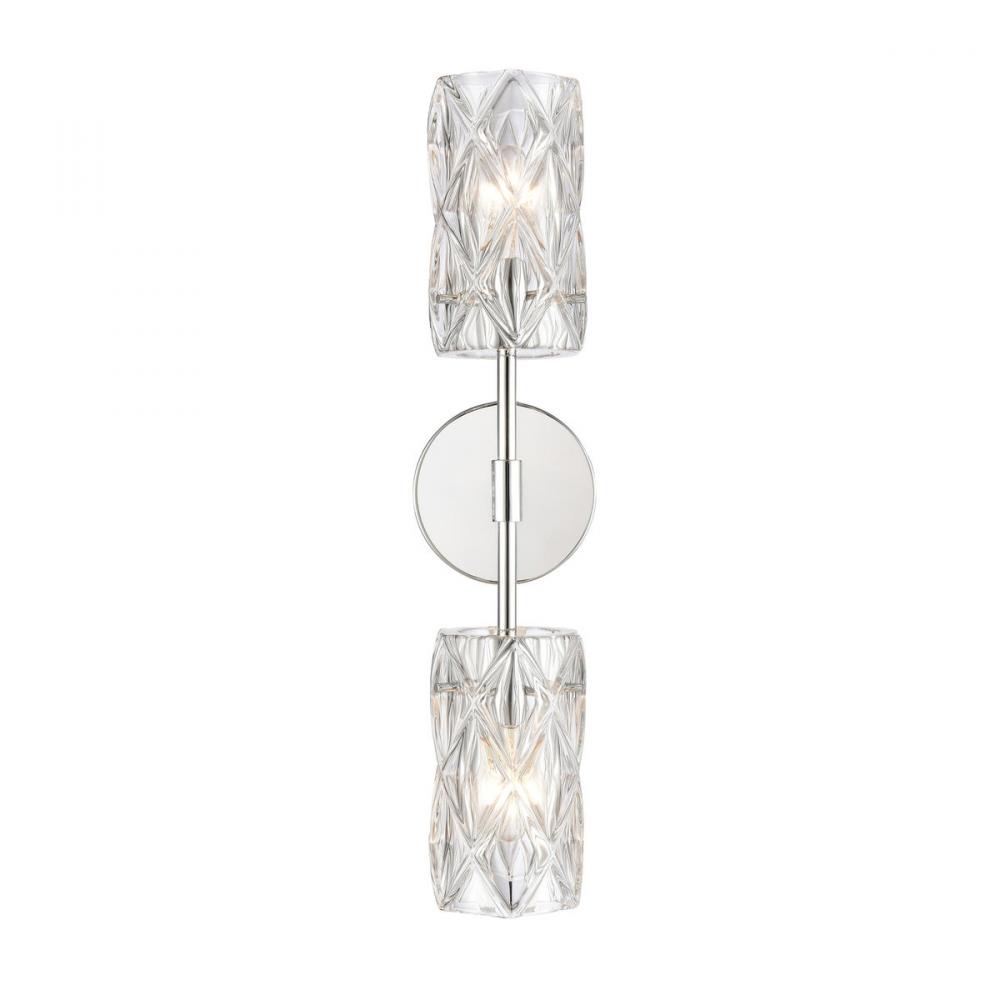 Forma de Crystal 21'' High 2-Light Sconce - Polished Chrome