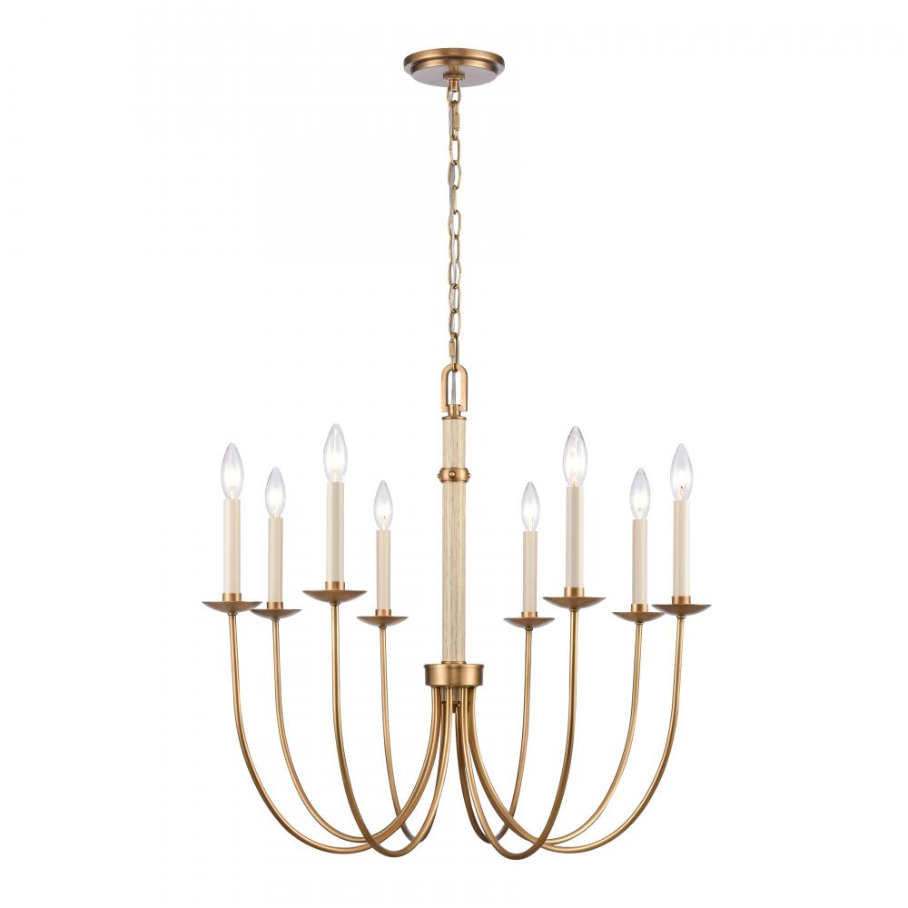 Neville 28'' Wide 8-Light Chandelier - Natural Brass