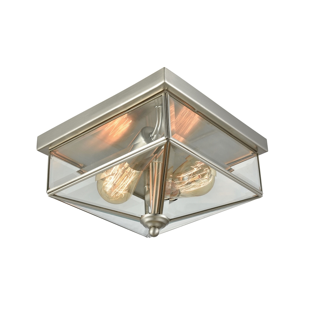 Thomas - Lankford 10'' Wide 2-Light Outdoor Flush Mount - Brushed Nickel