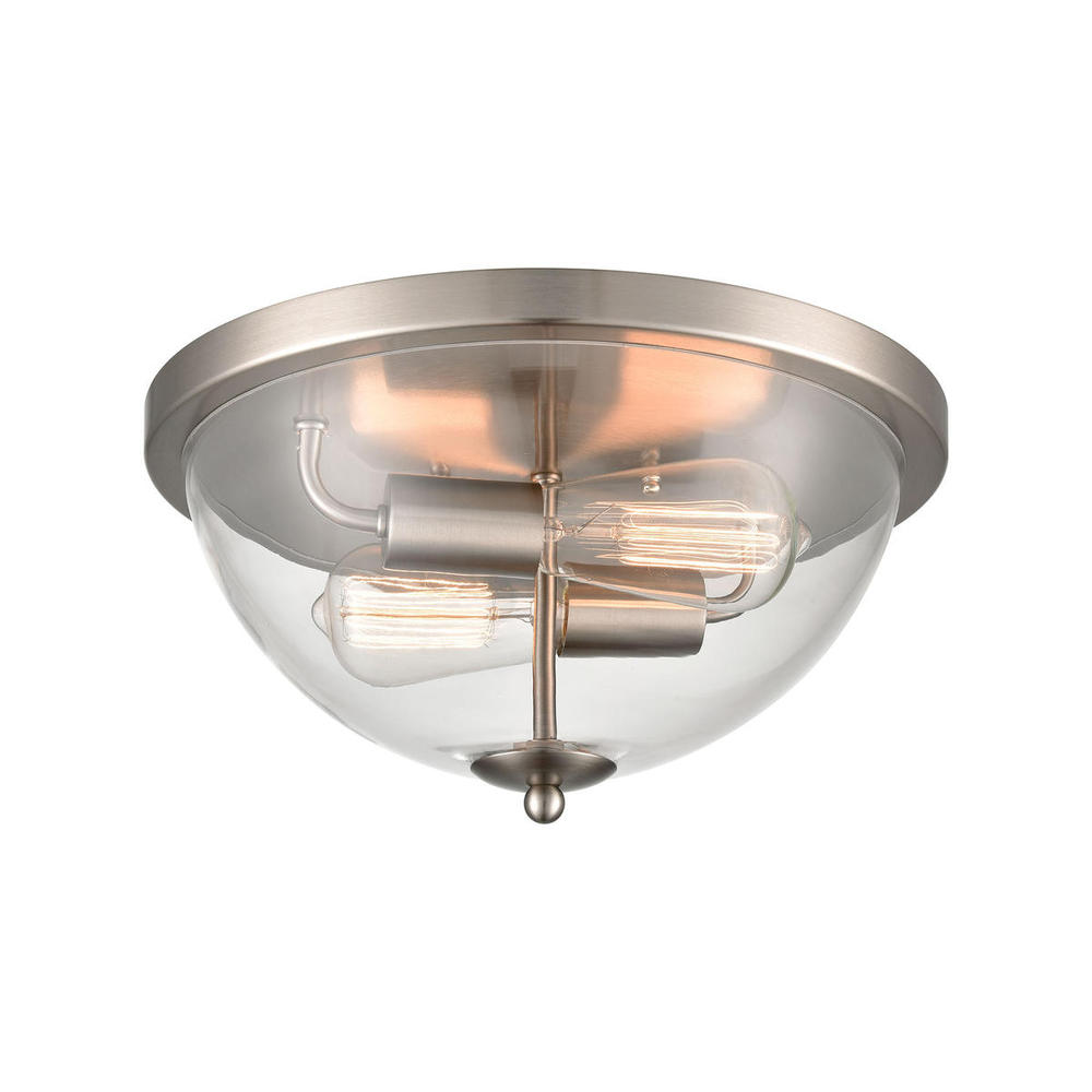 Thomas - Astoria 13.5'' Wide 2-Light Flush Mount - Brushed Nickel