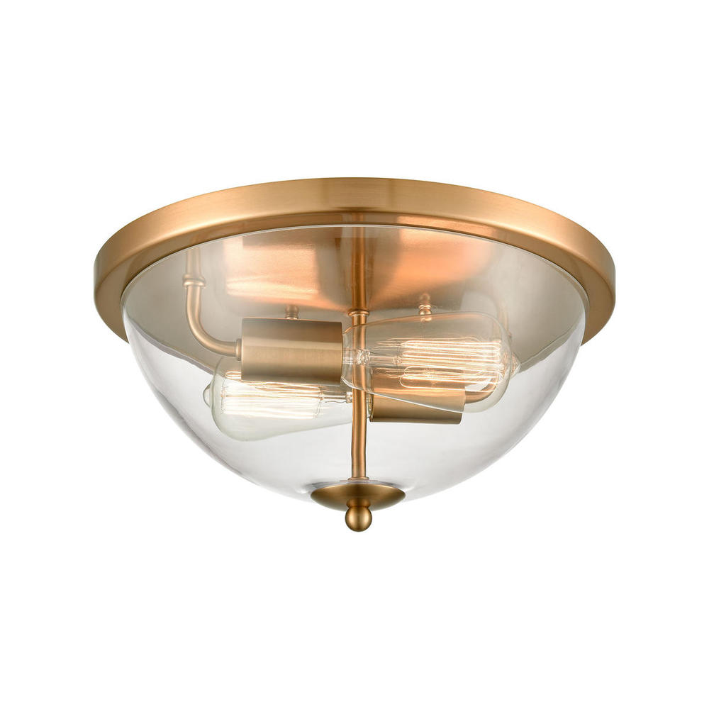 Thomas - Astoria 13.5'' Wide 2-Light Flush Mount - Satin Gold