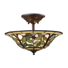 ELK Home 08015-TBH - Latham 3-Light Semi Flush in Tiffany Bronze with Tiffany Style Glass