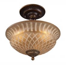  08097-AGB - Restoration 3-Light Semi Flush in Golden Bronze with Amber Glass